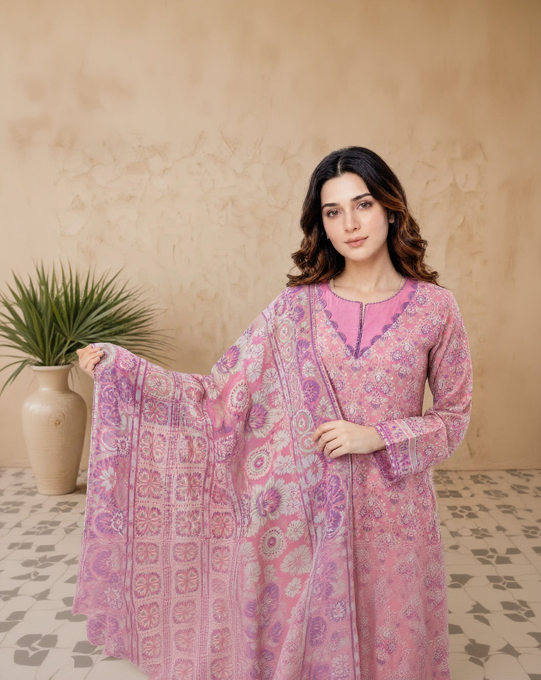 Every Day Orchid Pink Printed Lawn Collection – 3 Piece