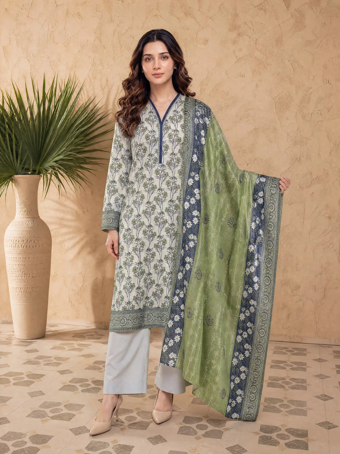 Every Day Pearl Sage Printed Lawn Collection – 3 Piece