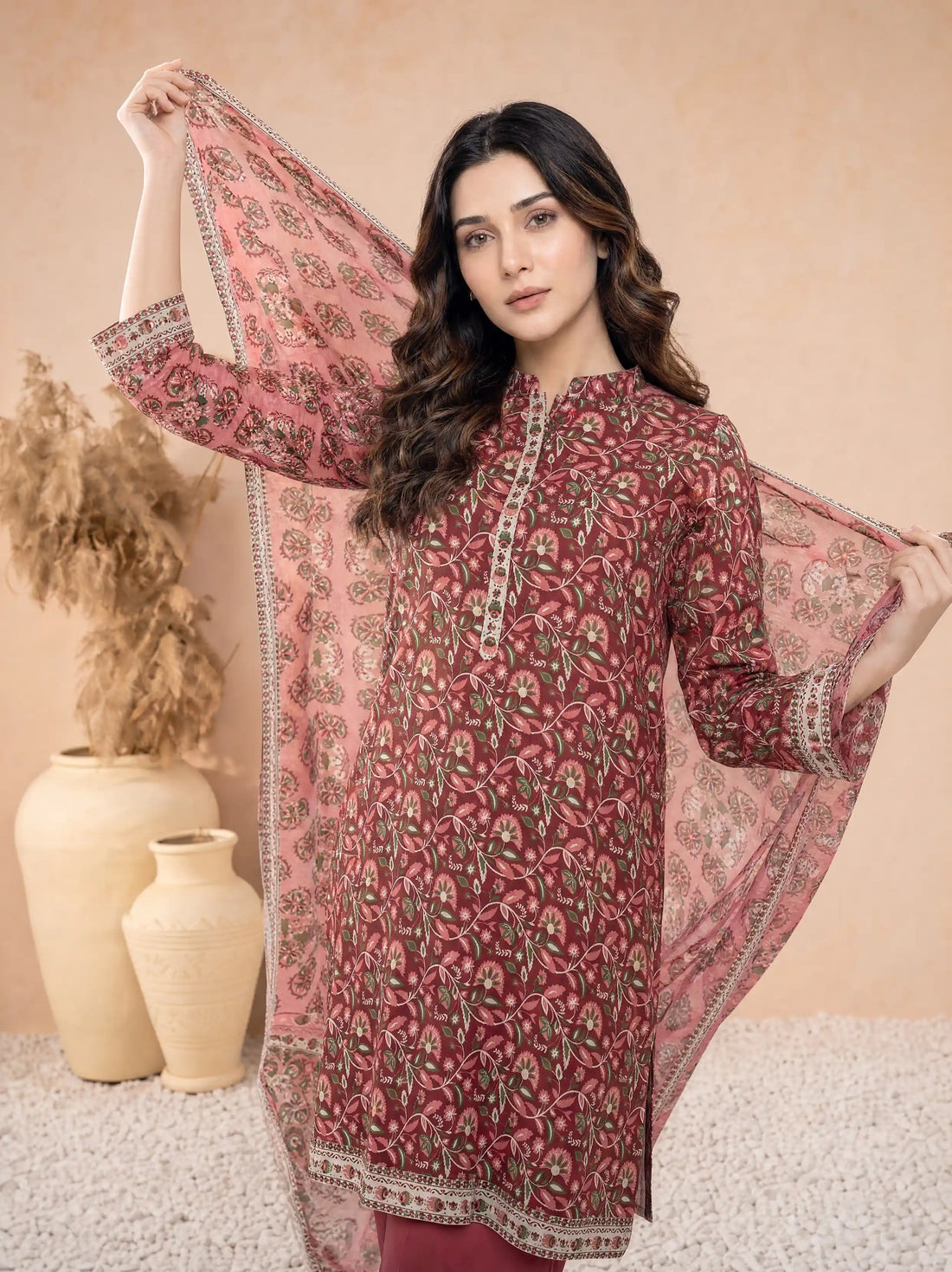 Every Day Rosewood Printed Lawn Collection – 3 Piece