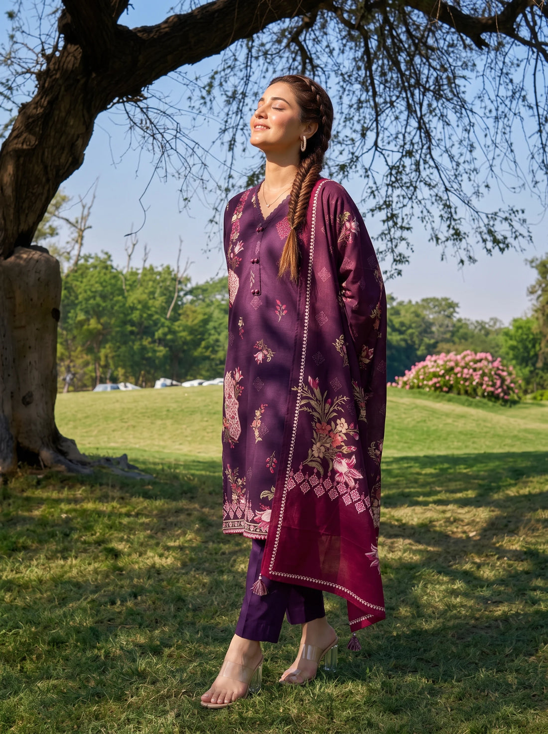 Luxe Mulberry, Stitched Khaddar 3 Piece
