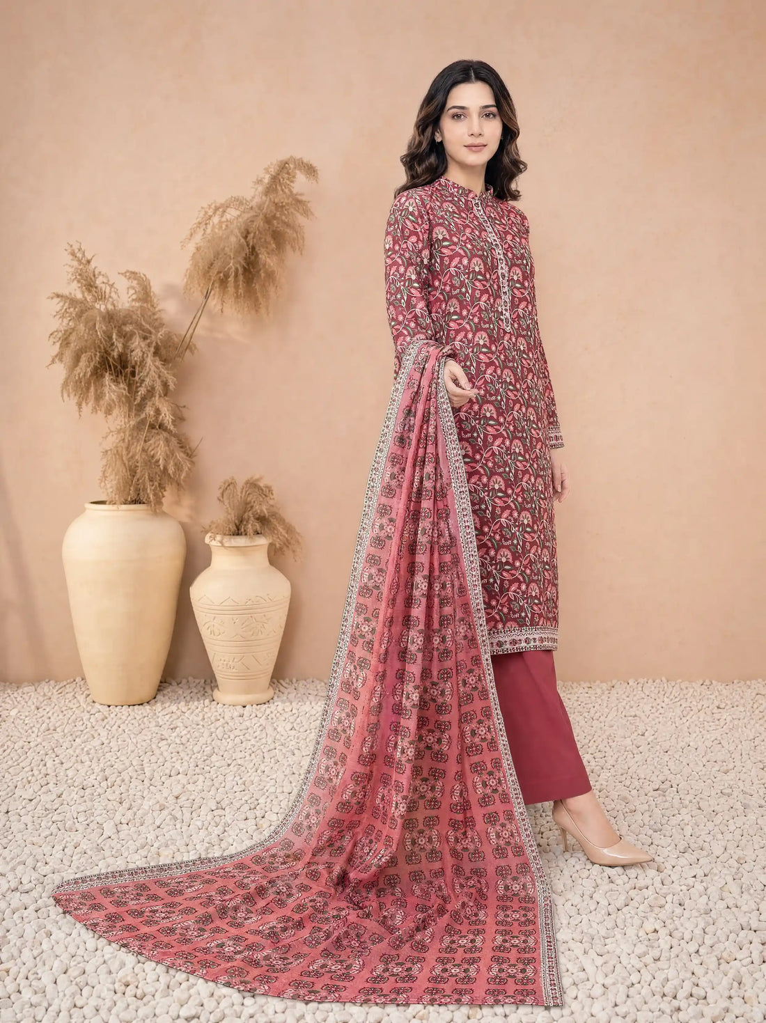 Every Day Rosewood Printed Lawn Collection – 3 Piece