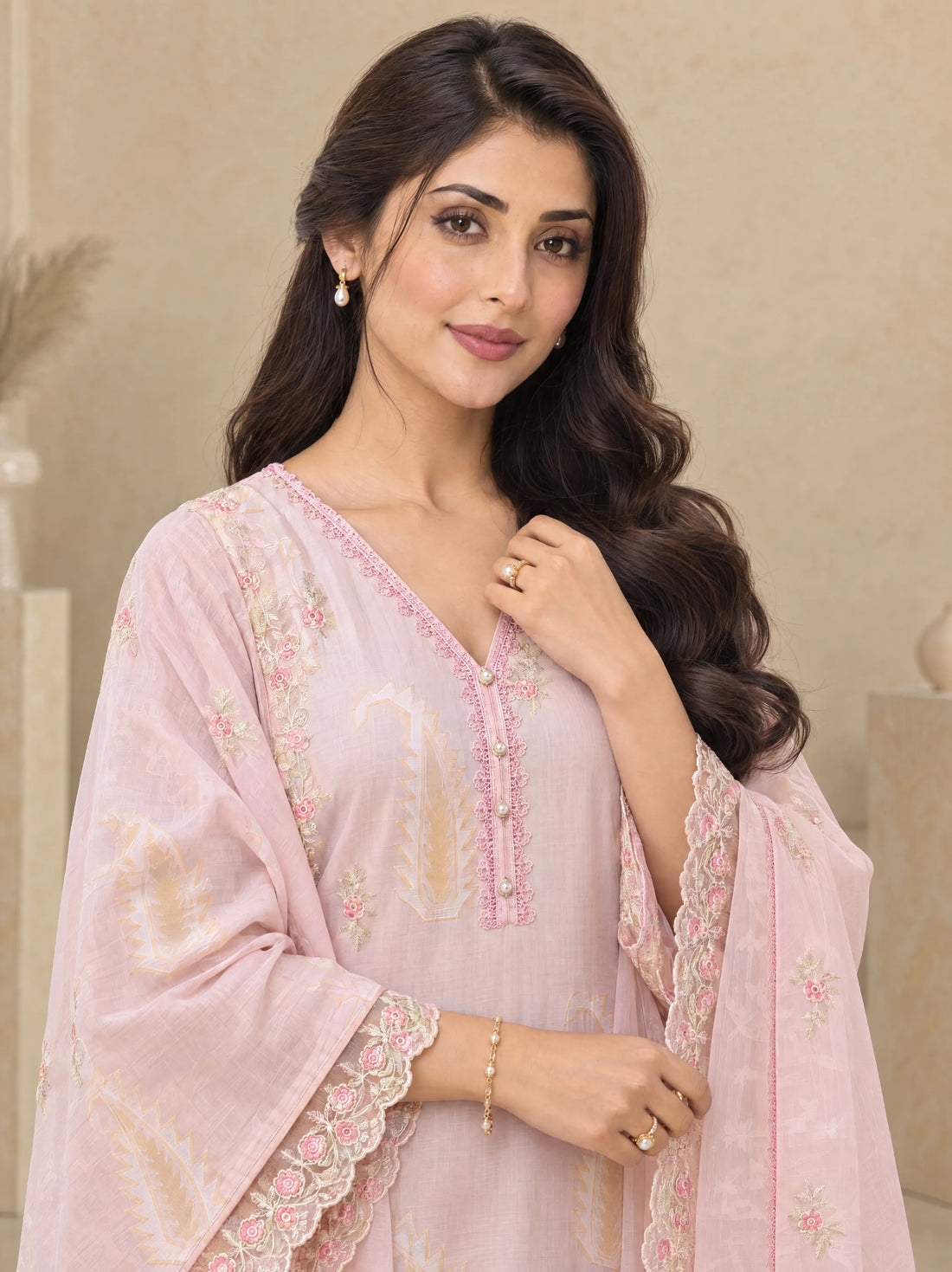 Sham Gulaab, Cotton Silk Embroidered 3 Piece