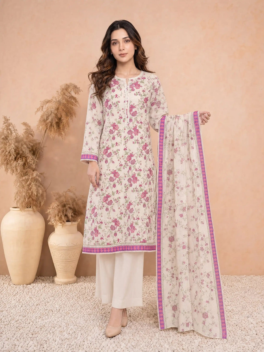 Every Day Blush Bouquet Printed Lawn Collection – 3 Piece