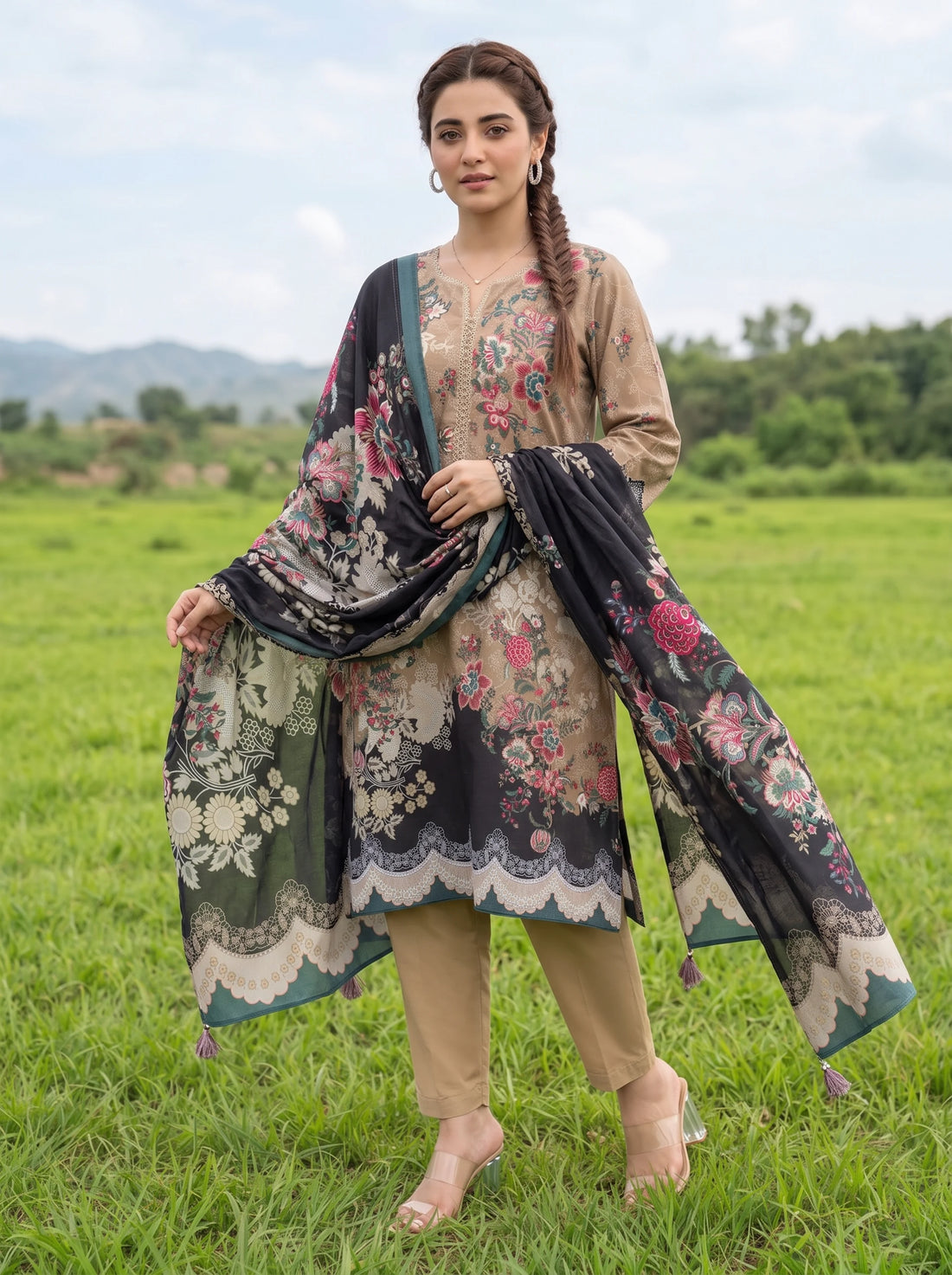 Luxe Sable, Stitched Khaddar 3 Piece