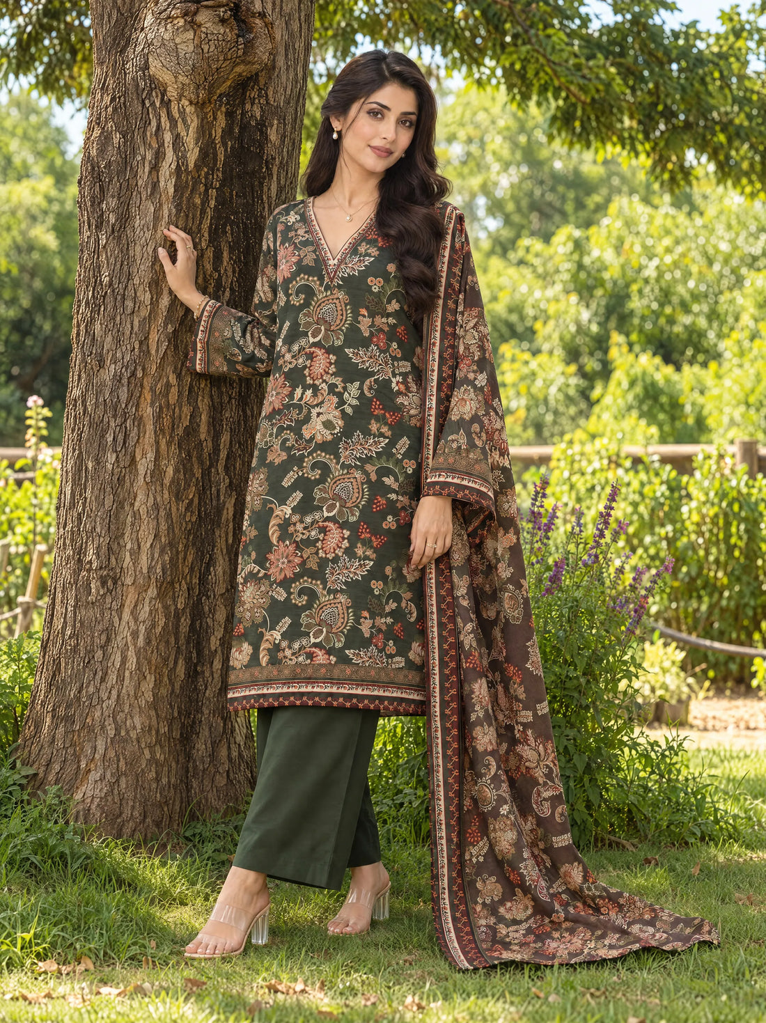Bagh Fern, Printed Khaddar 3 Piece