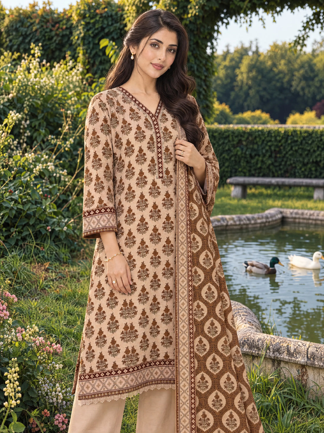 Reham Sand, Printed Khaddar 3 Piece