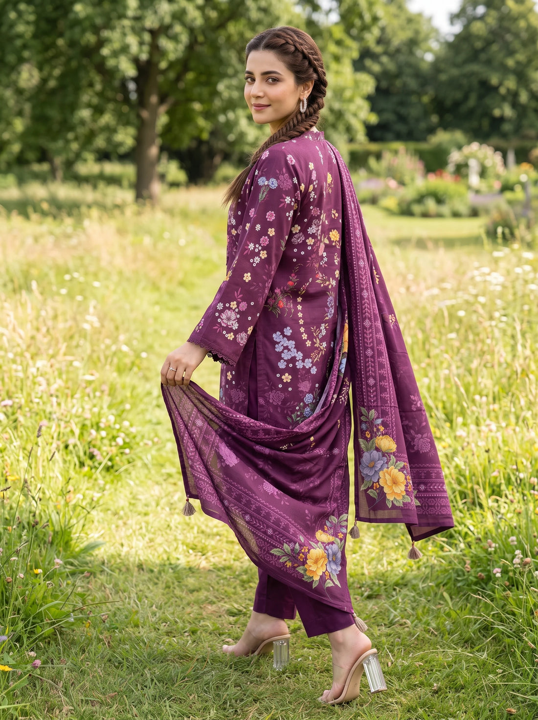 Luxe Orchid, Stitched Khaddar 3 Piece
