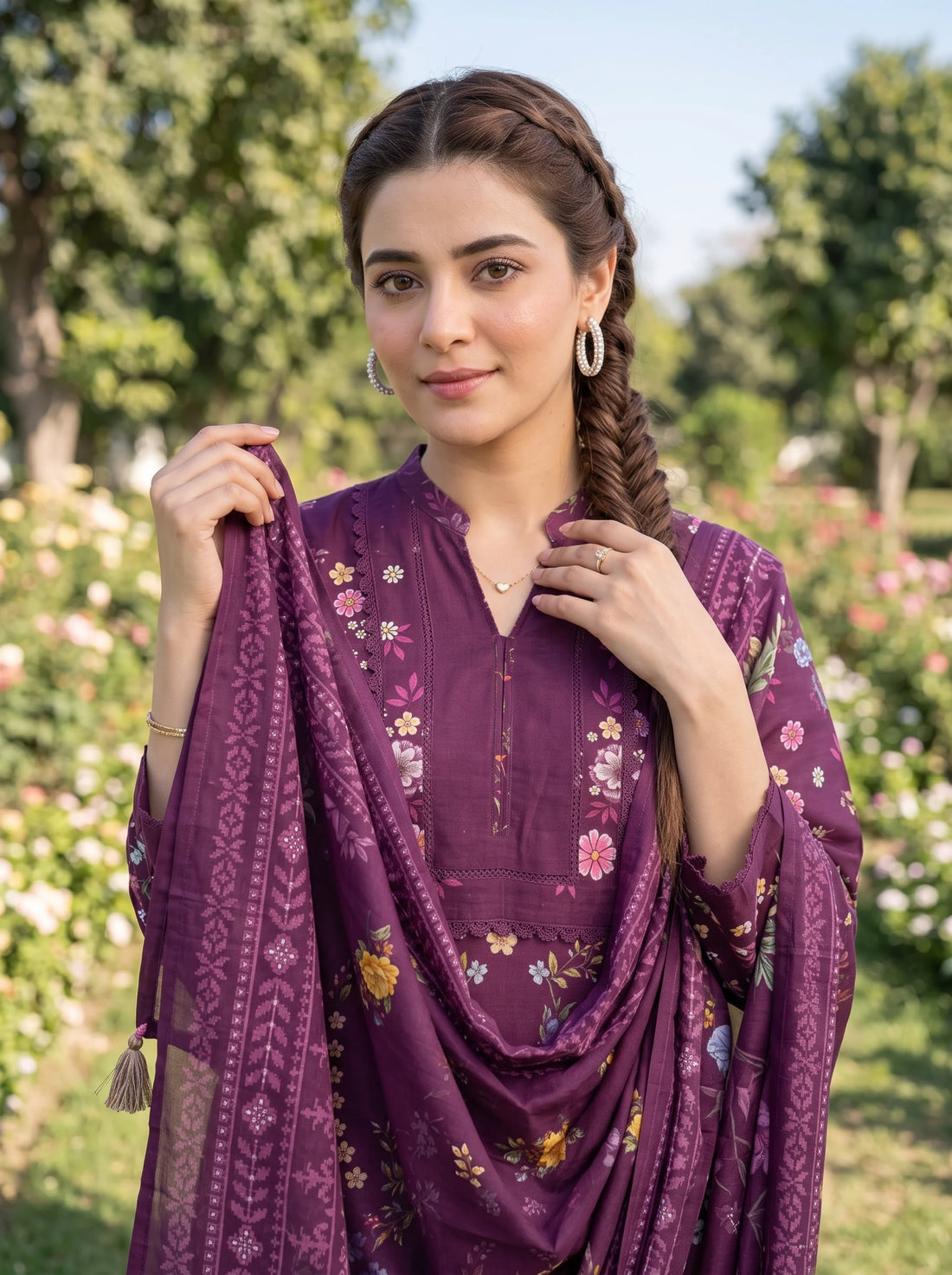 Luxe Orchid, Stitched Khaddar 3 Piece
