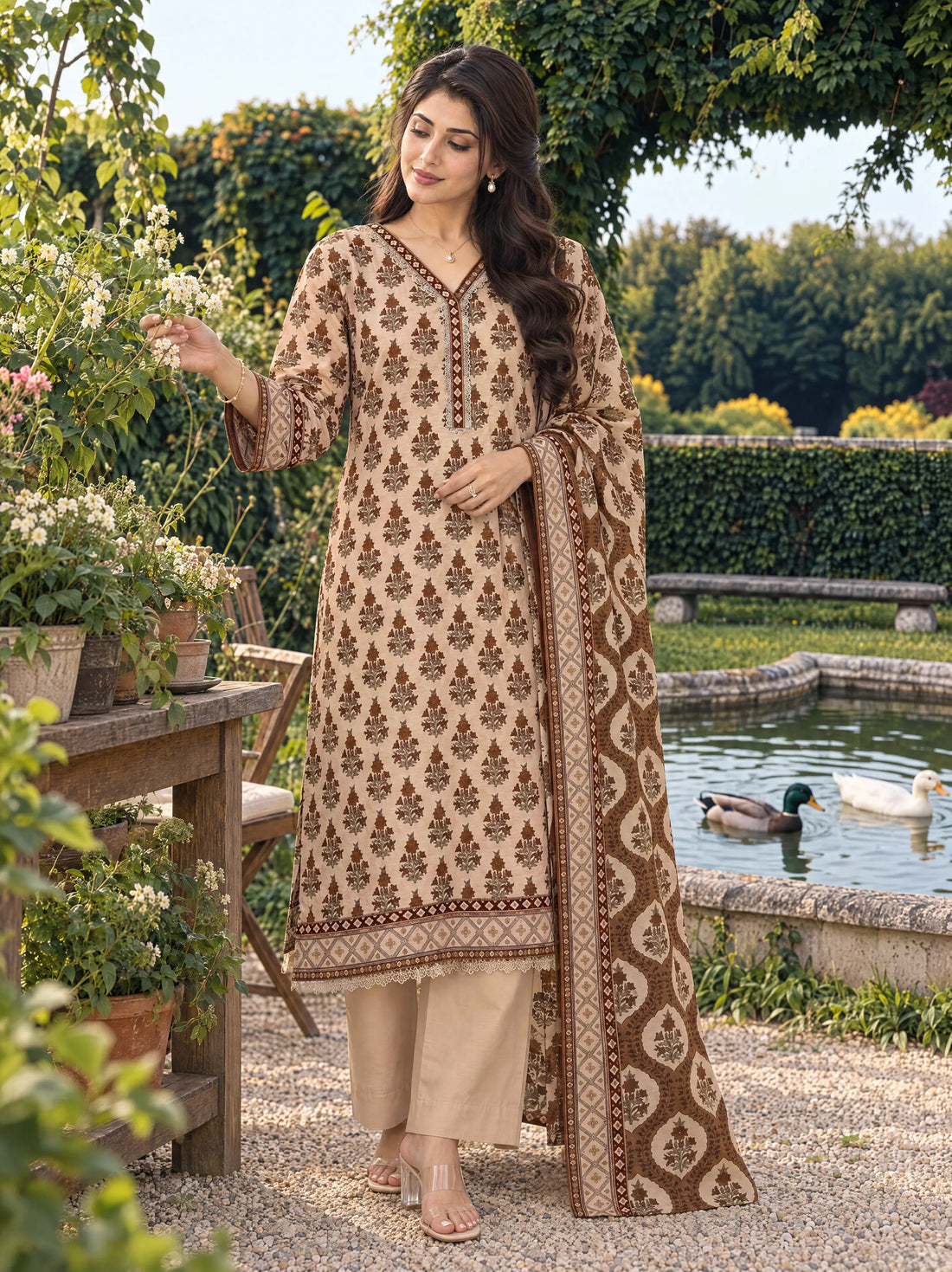 Reham Sand, Printed Khaddar 3 Piece