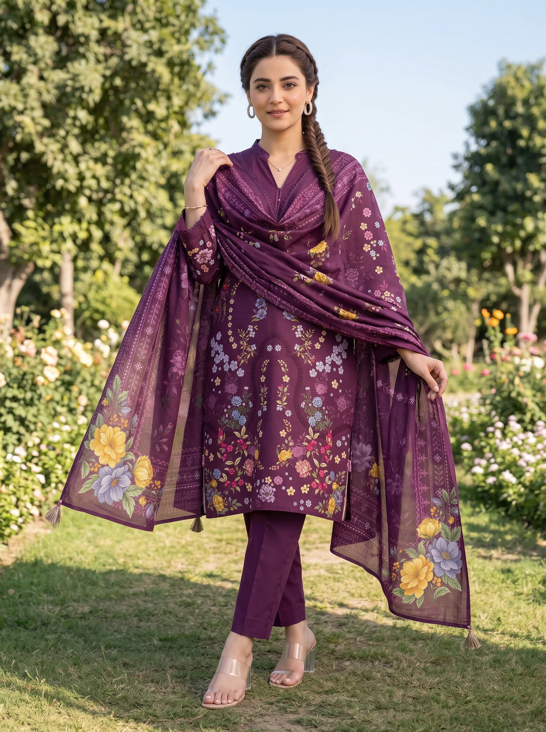 Luxe Orchid, Stitched Khaddar 3 Piece