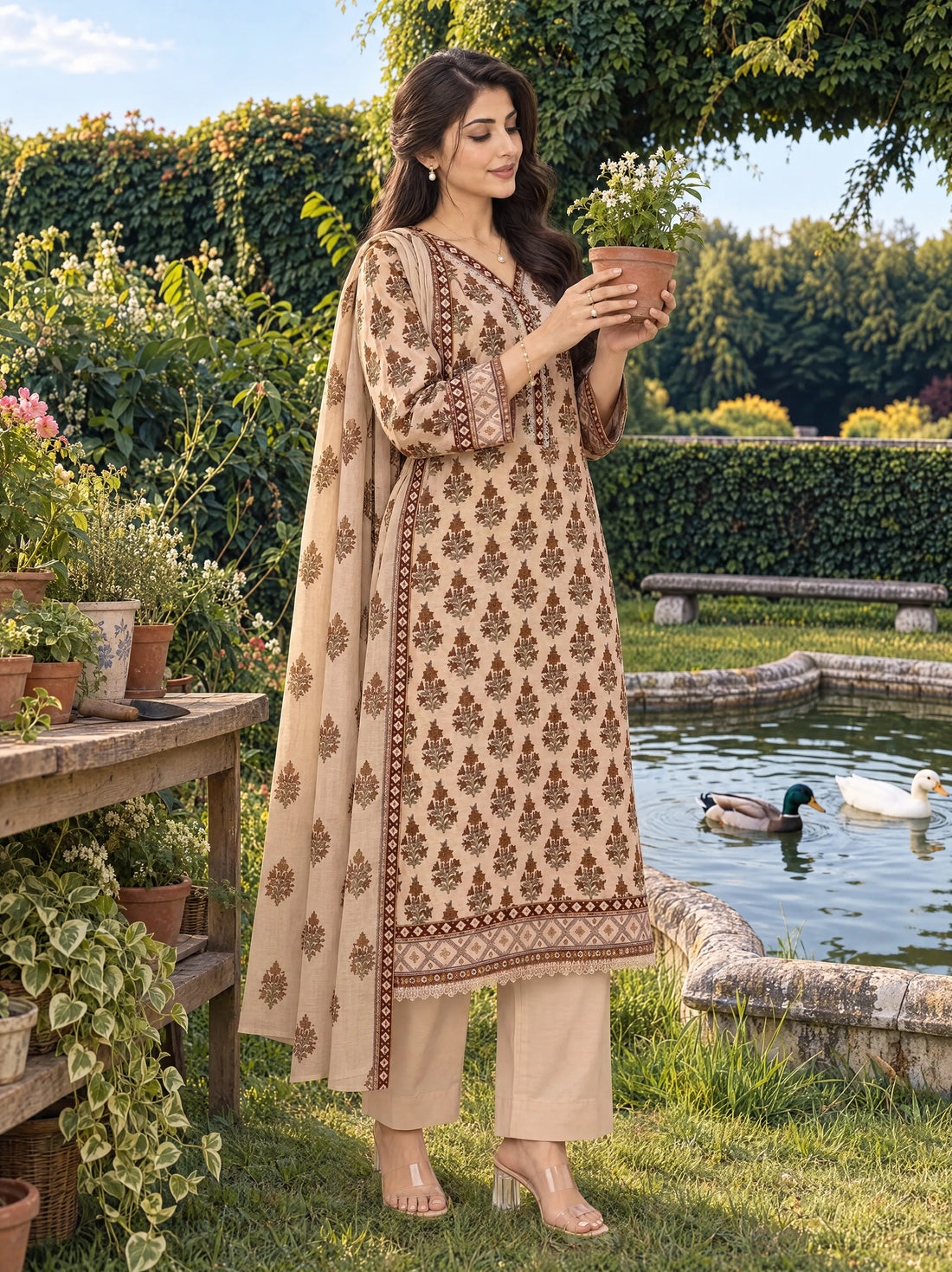 Reham Sand, Printed Khaddar 3 Piece
