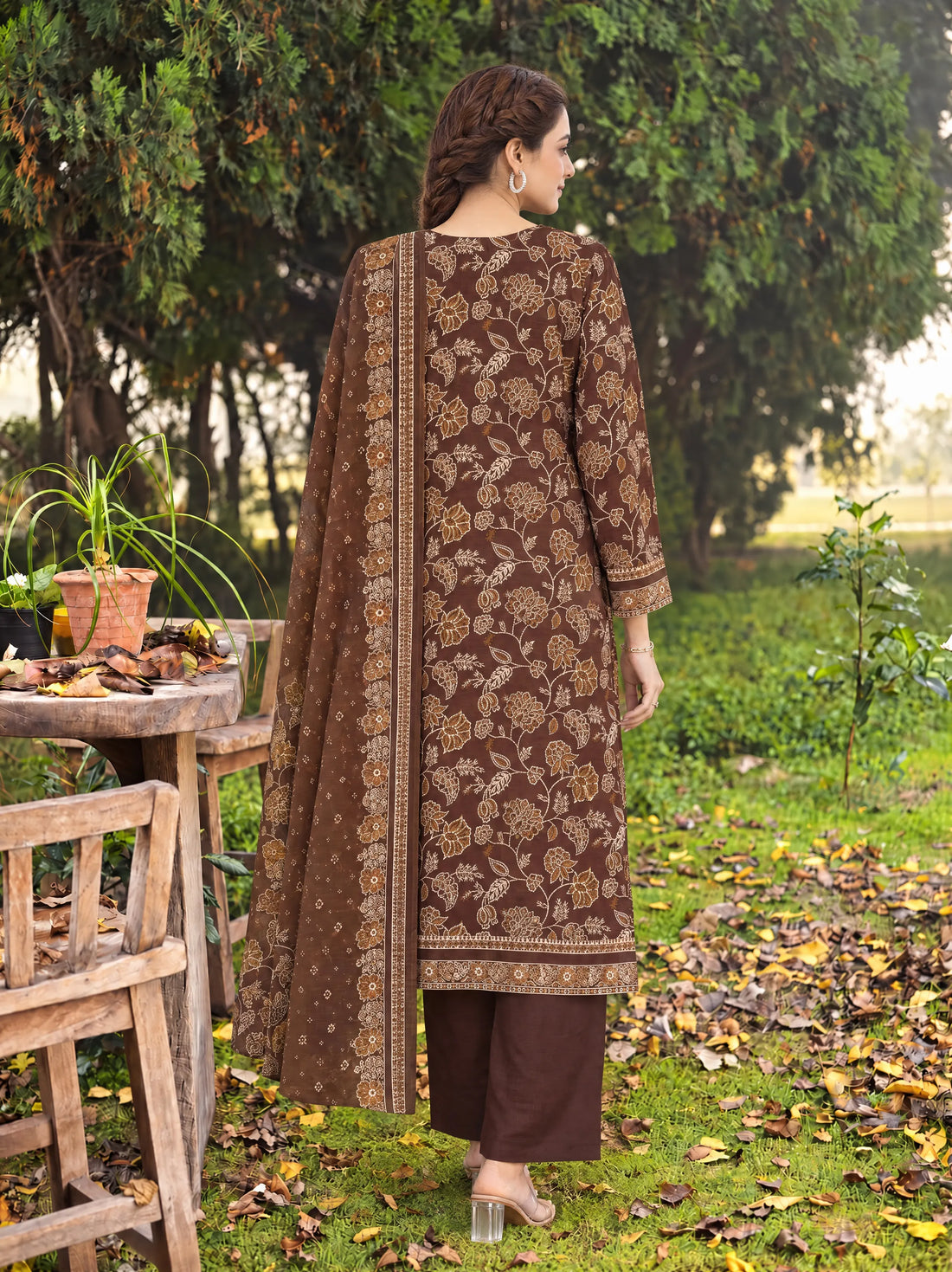 Dilkash Cocoa, Printed Khaddar 3 Piece