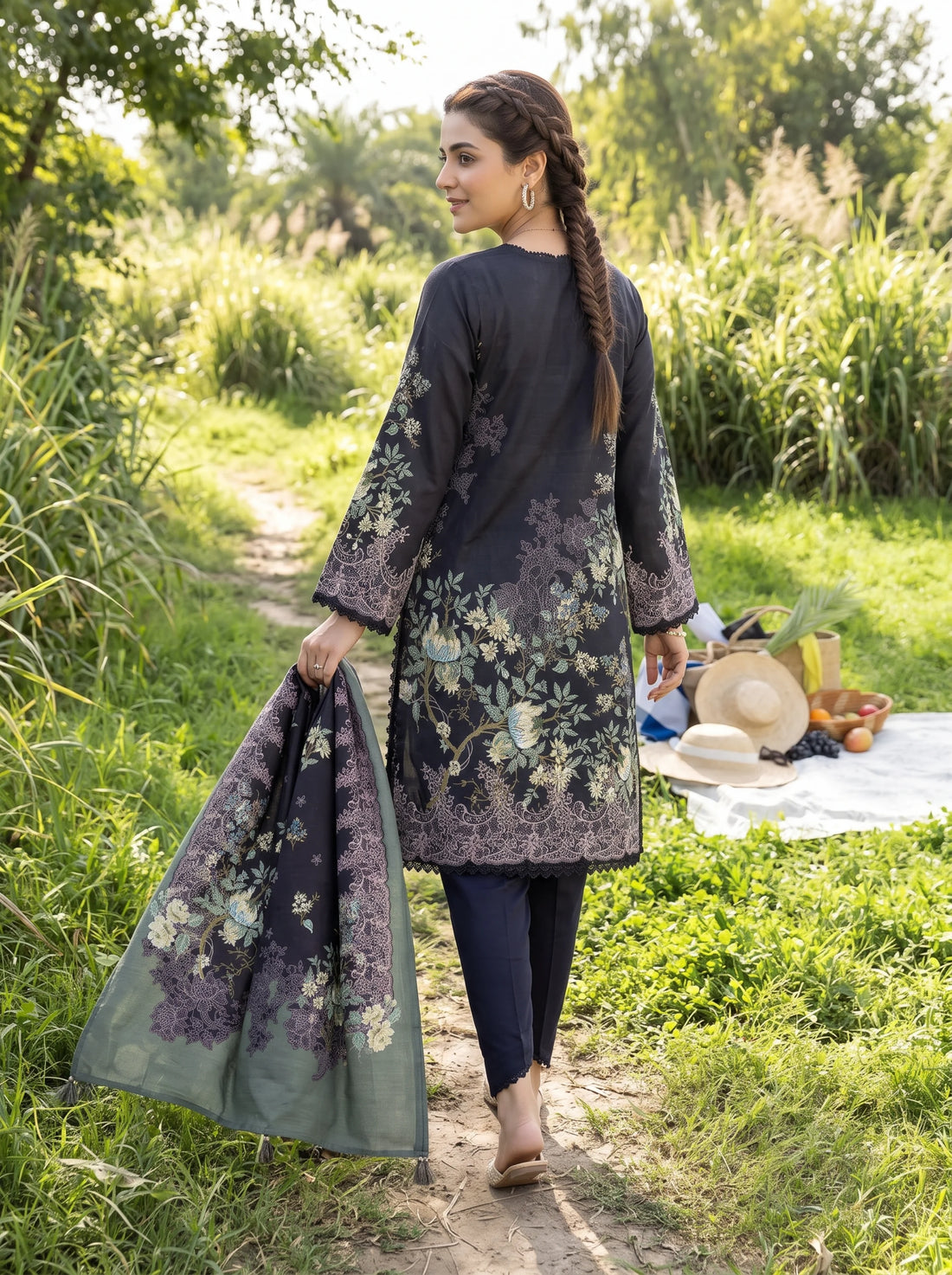 Luxe Midnight, Stitched Khaddar 3 Piece
