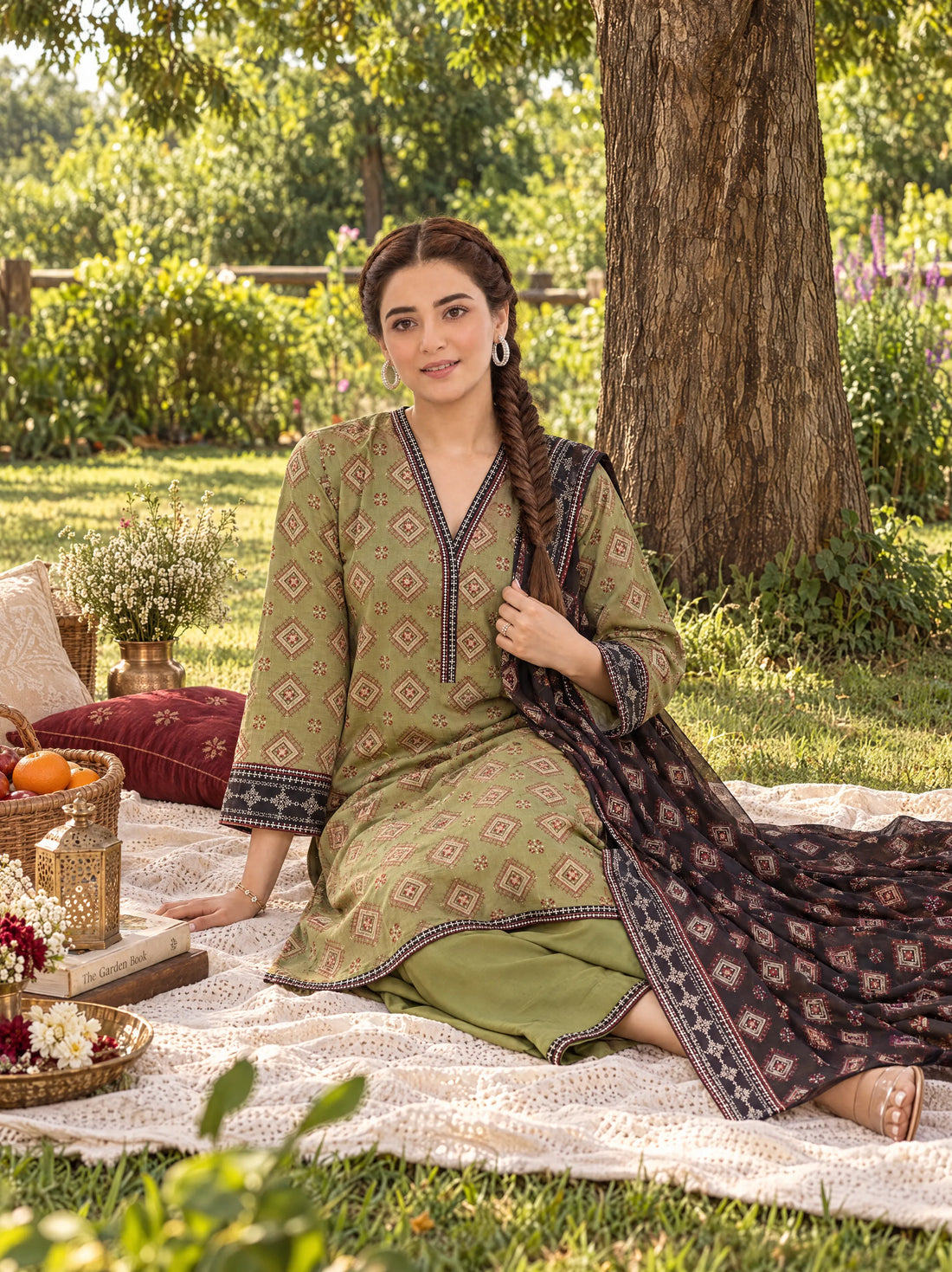Zeenat Sage, Printed Khaddar 3 Piece