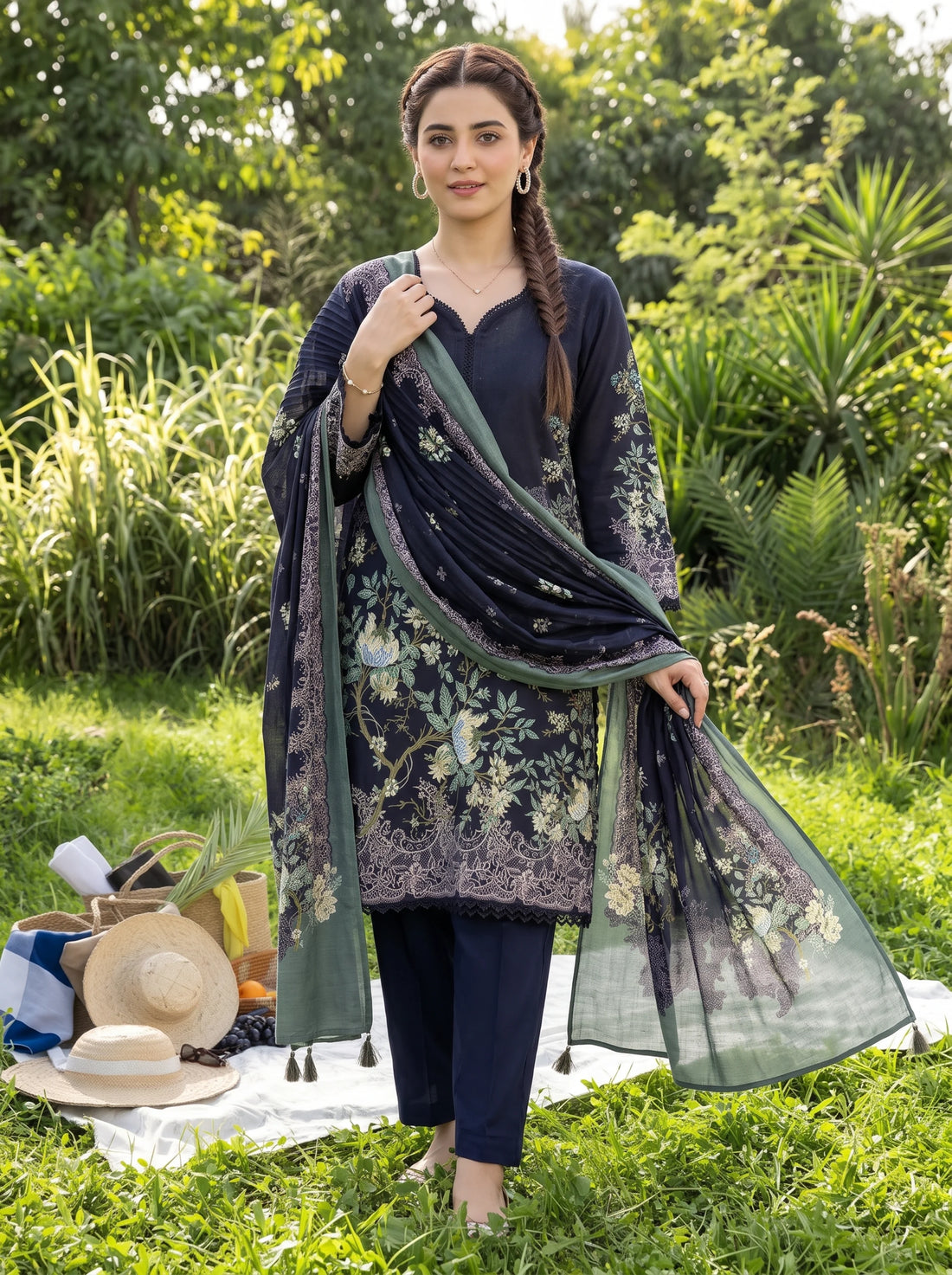 Luxe Midnight, Stitched Khaddar 3 Piece