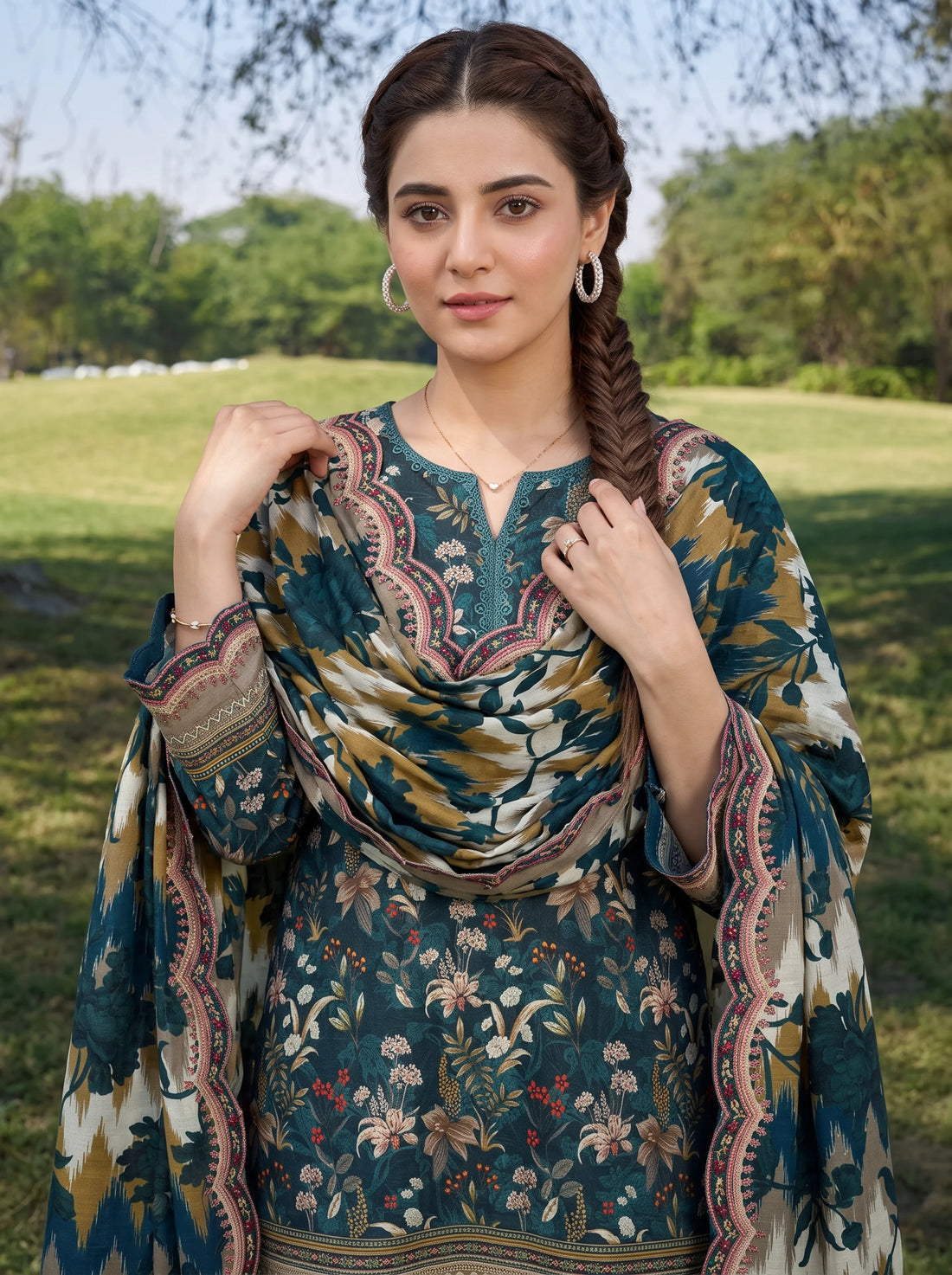 Luxe Pine, Stitched Khaddar 3 Piece