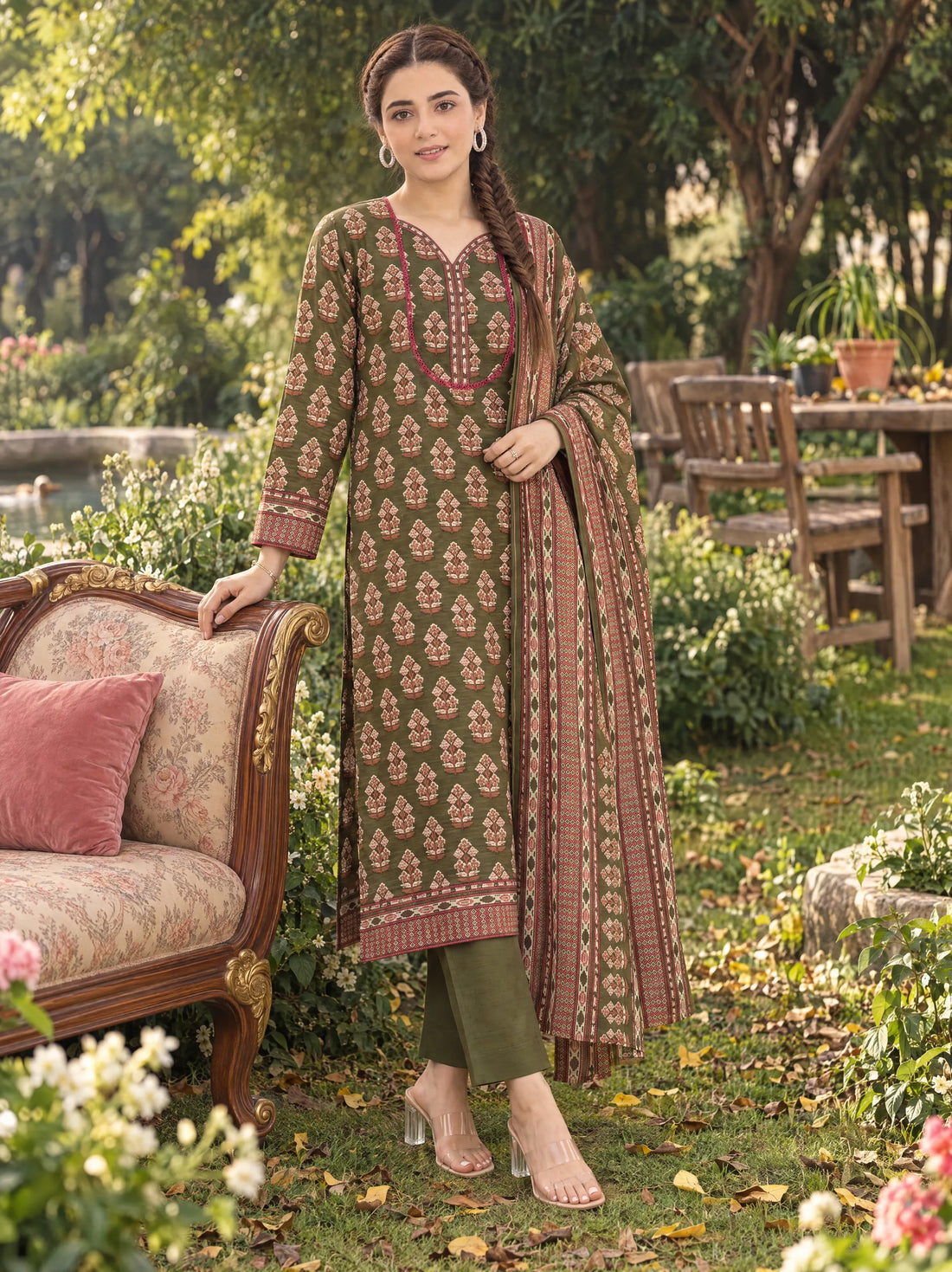 Sabza Fern, Printed Khaddar 3 Piece