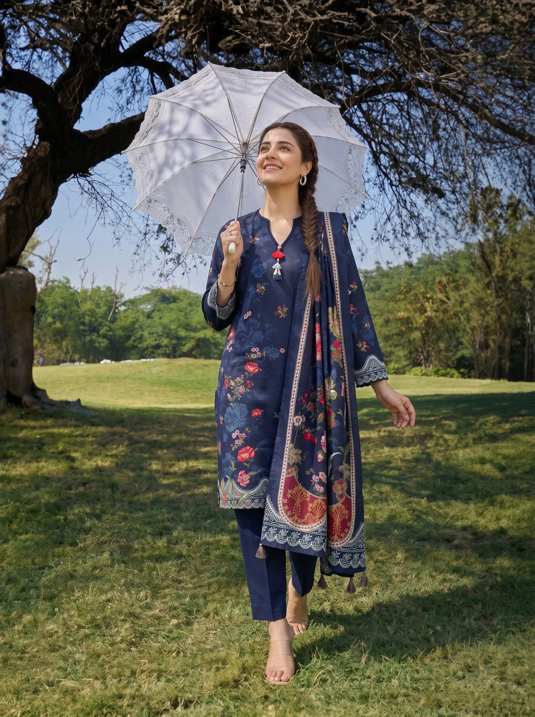 Luxe Indigo, Stitched Khaddar 3 Piece