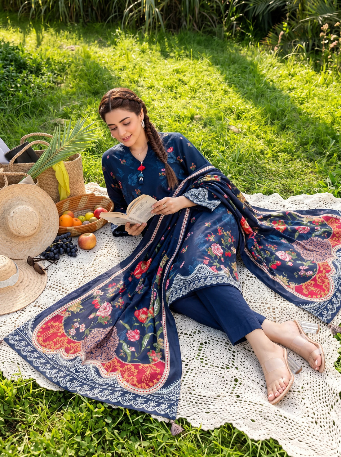 Luxe Indigo, Stitched Khaddar 3 Piece
