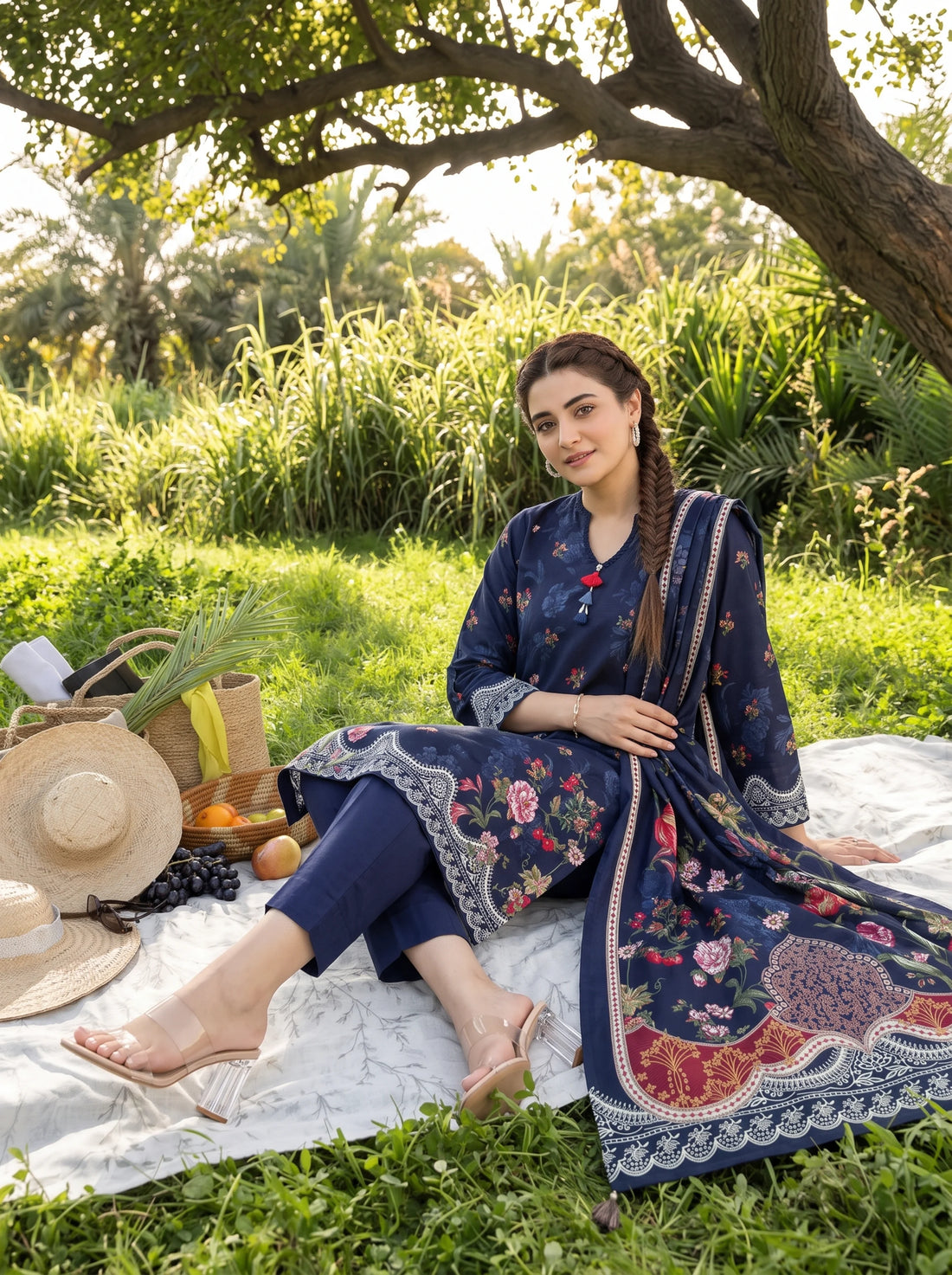 Luxe Indigo, Stitched Khaddar 3 Piece