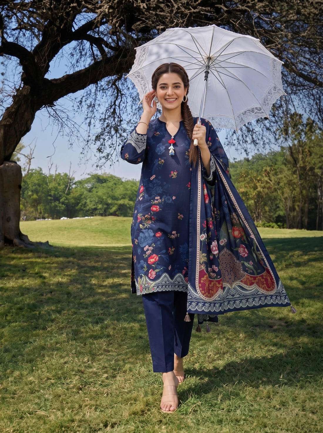 Luxe Indigo, Stitched Khaddar 3 Piece