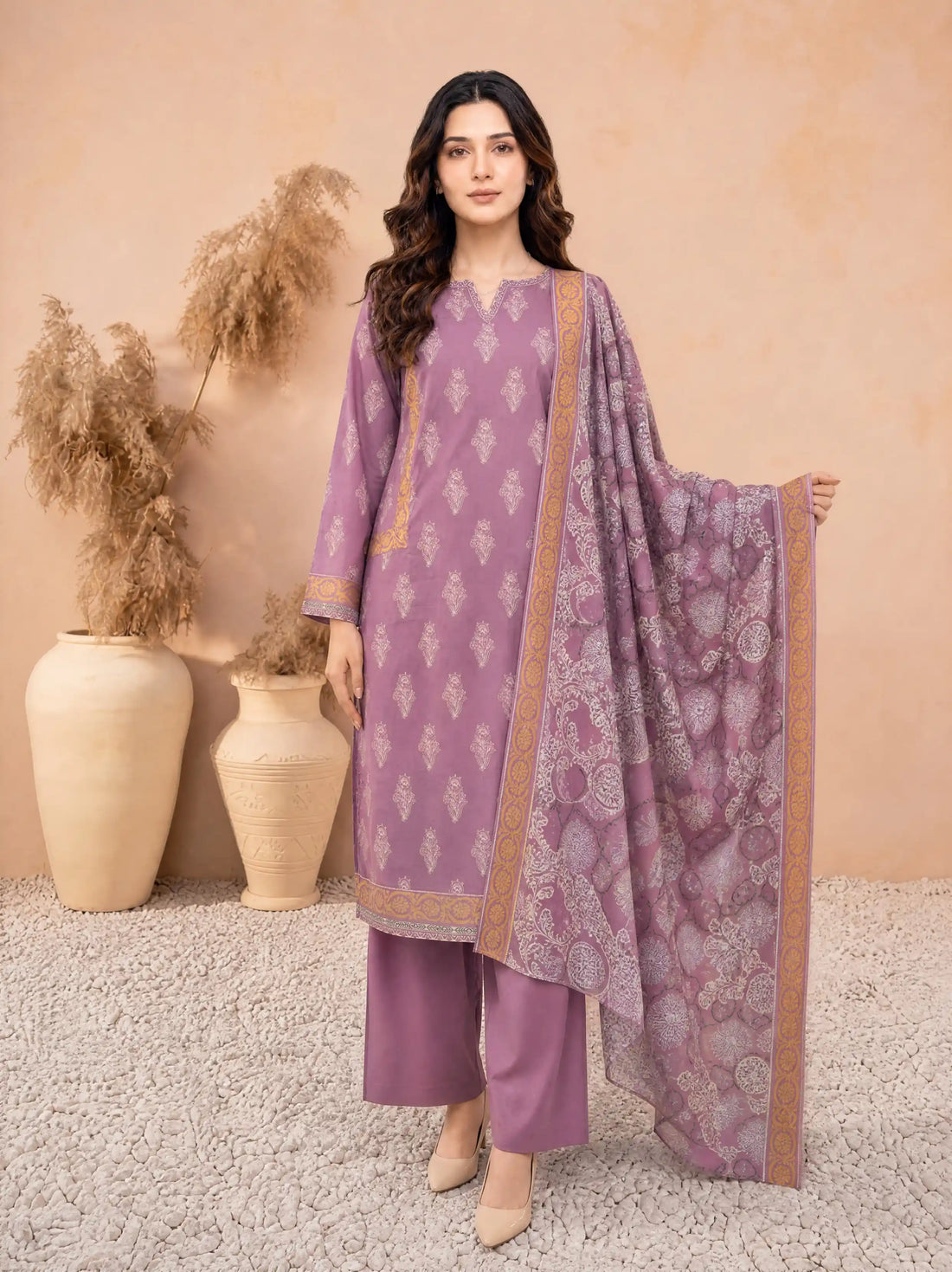 Every Day Mauve Printed Lawn Collection – 3 Piece
