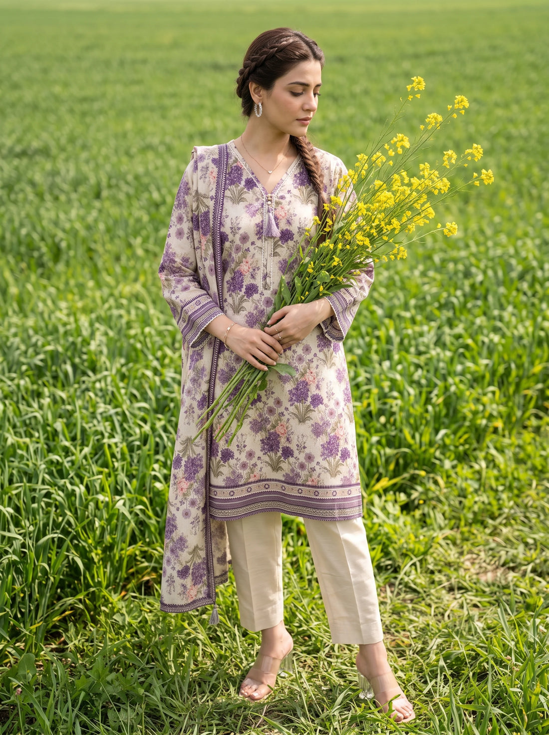 Luxe Lilac, Stitched Khaddar 3 Piece