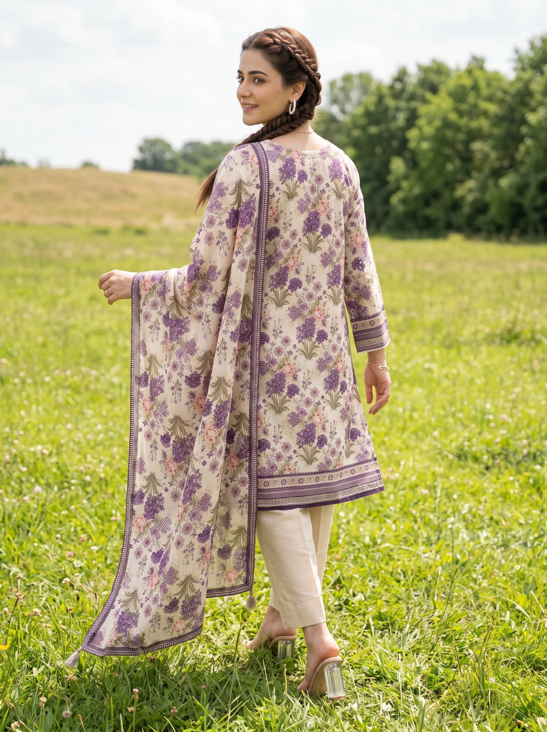 Luxe Lilac, Stitched Khaddar 3 Piece