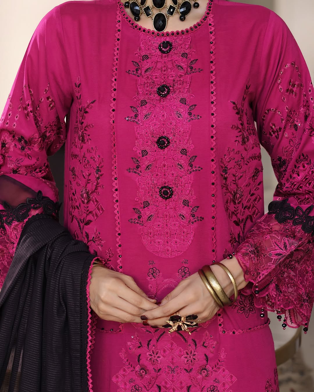 Bahar Magenta, Embroidered Lawn 3 Piece
