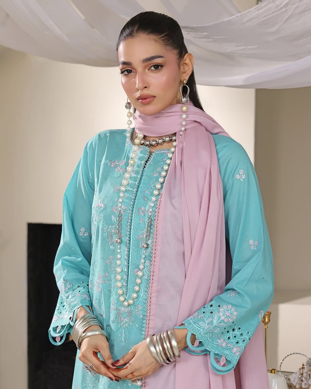 Bahar Mint, Embroidered Lawn 3 Piece