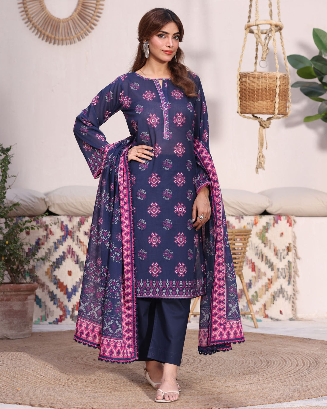 Easy Breezy Sapphire Blue - Lawn 3 Piece