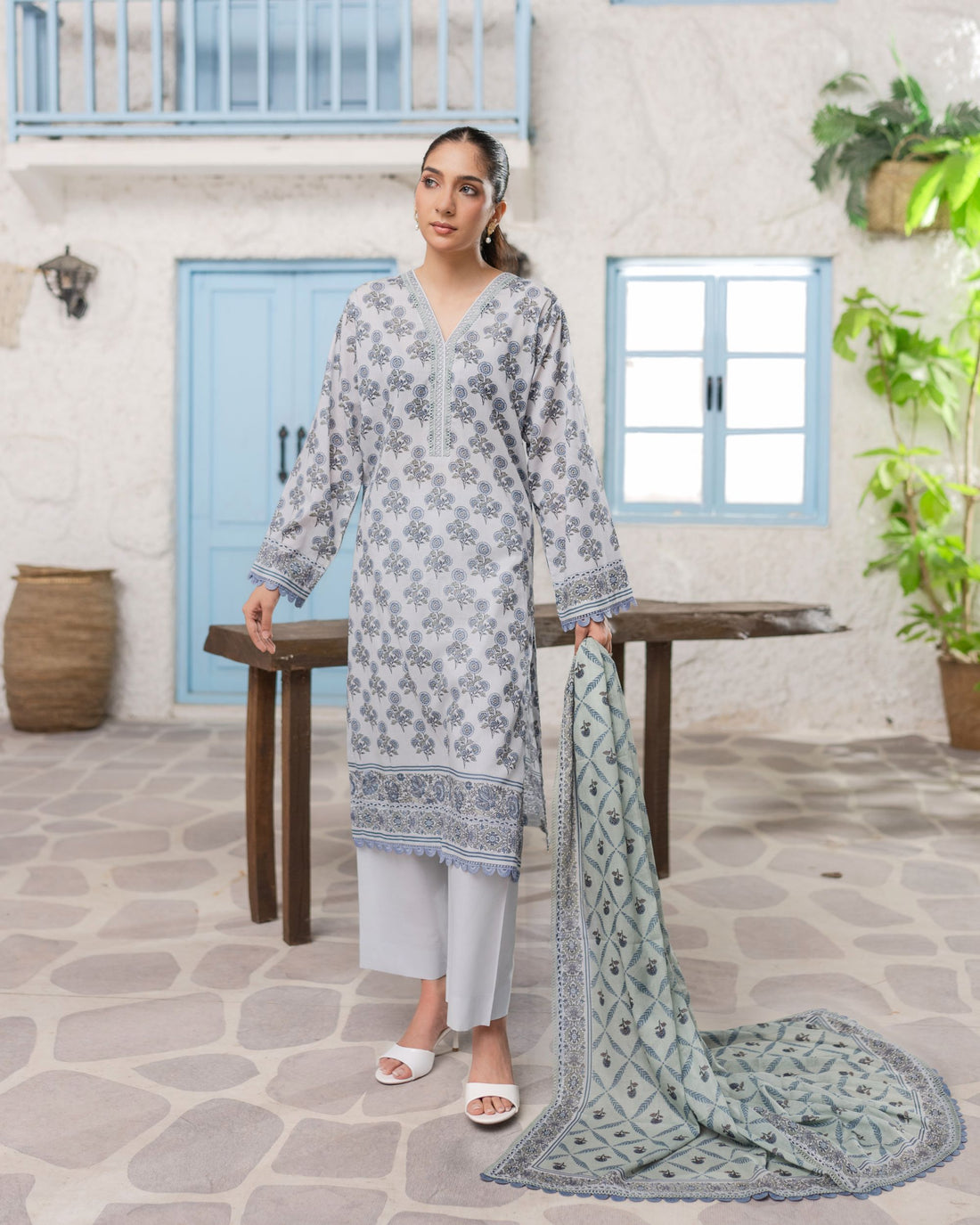 Easy Breezy Soft Blue - Lawn 3 Piece