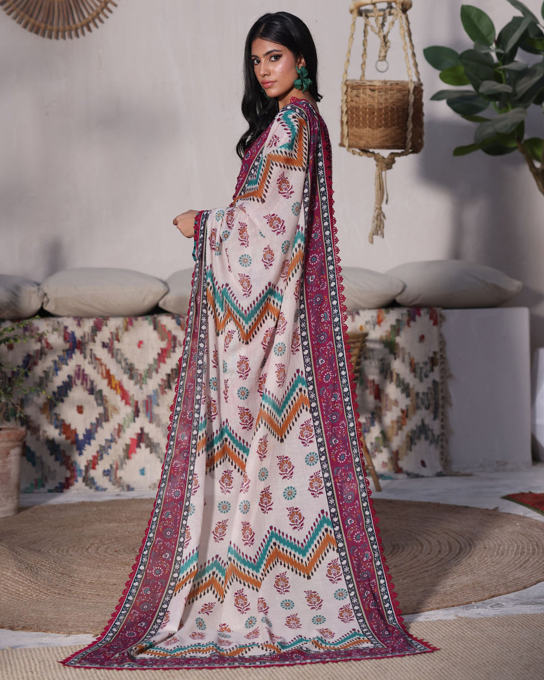 Easy Breezy Reddish Maroon - Lawn 3 Piece