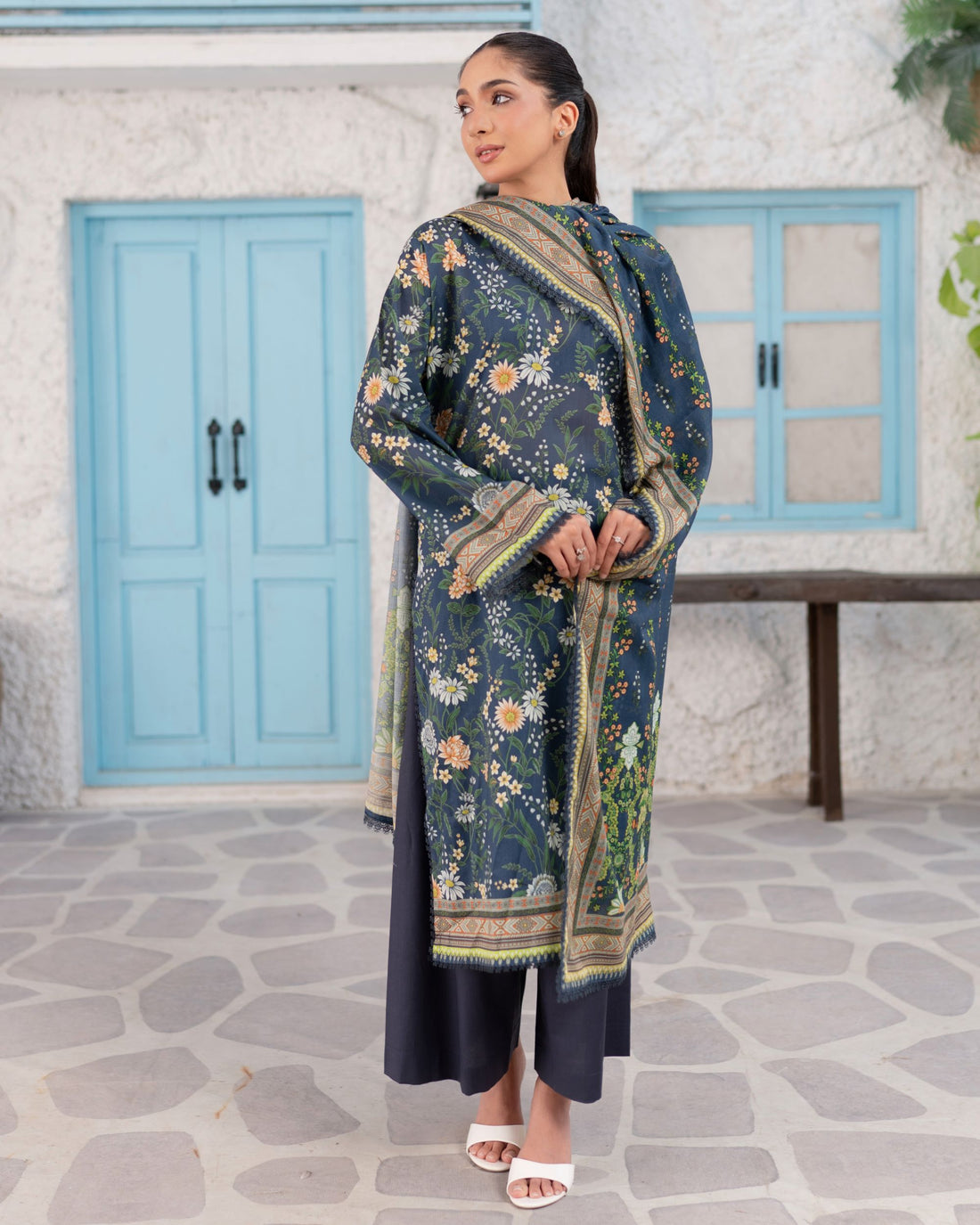 Easy Breezy Teal Blue- Lawn 3 Piece