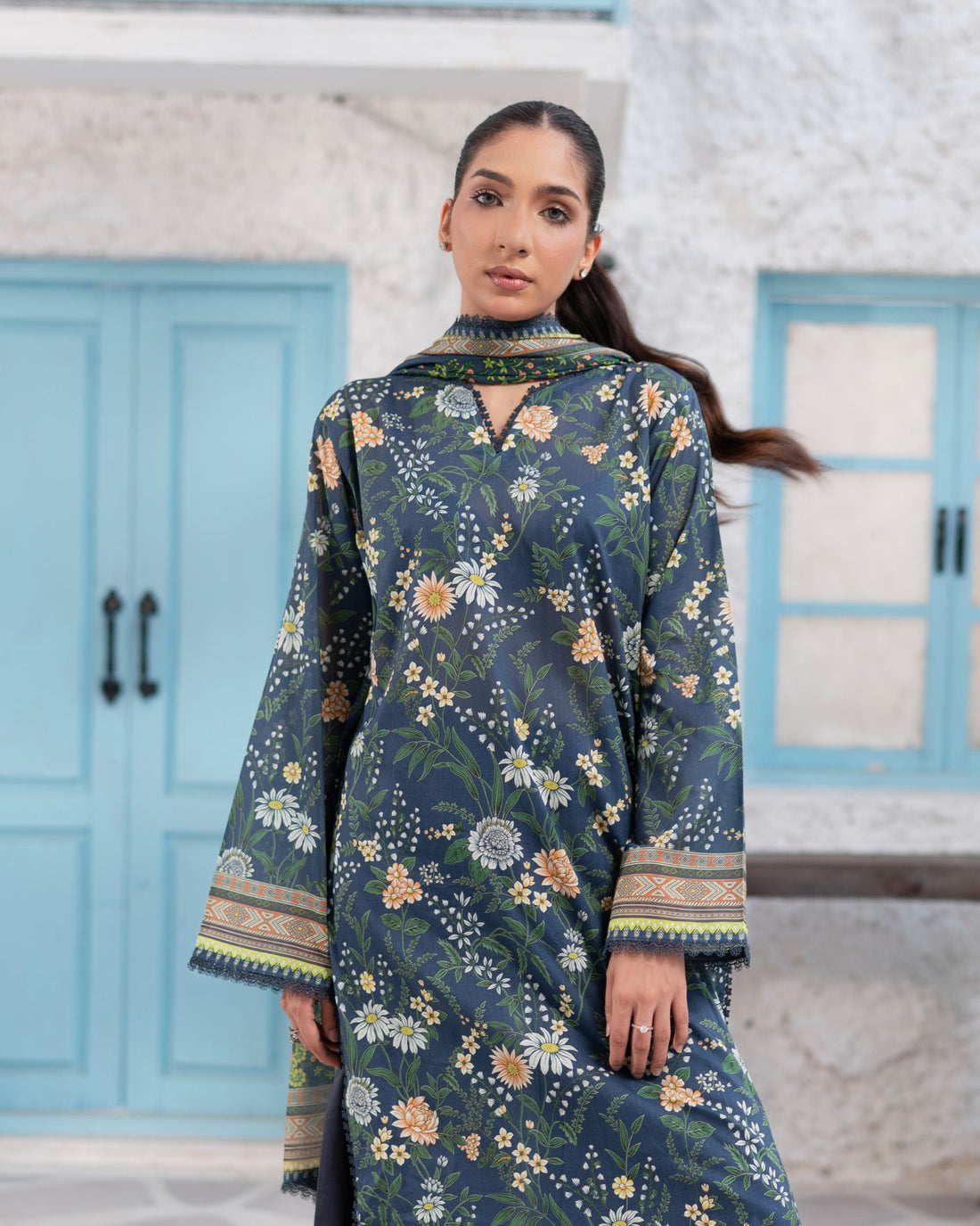 Easy Breezy Teal Blue- Lawn 3 Piece