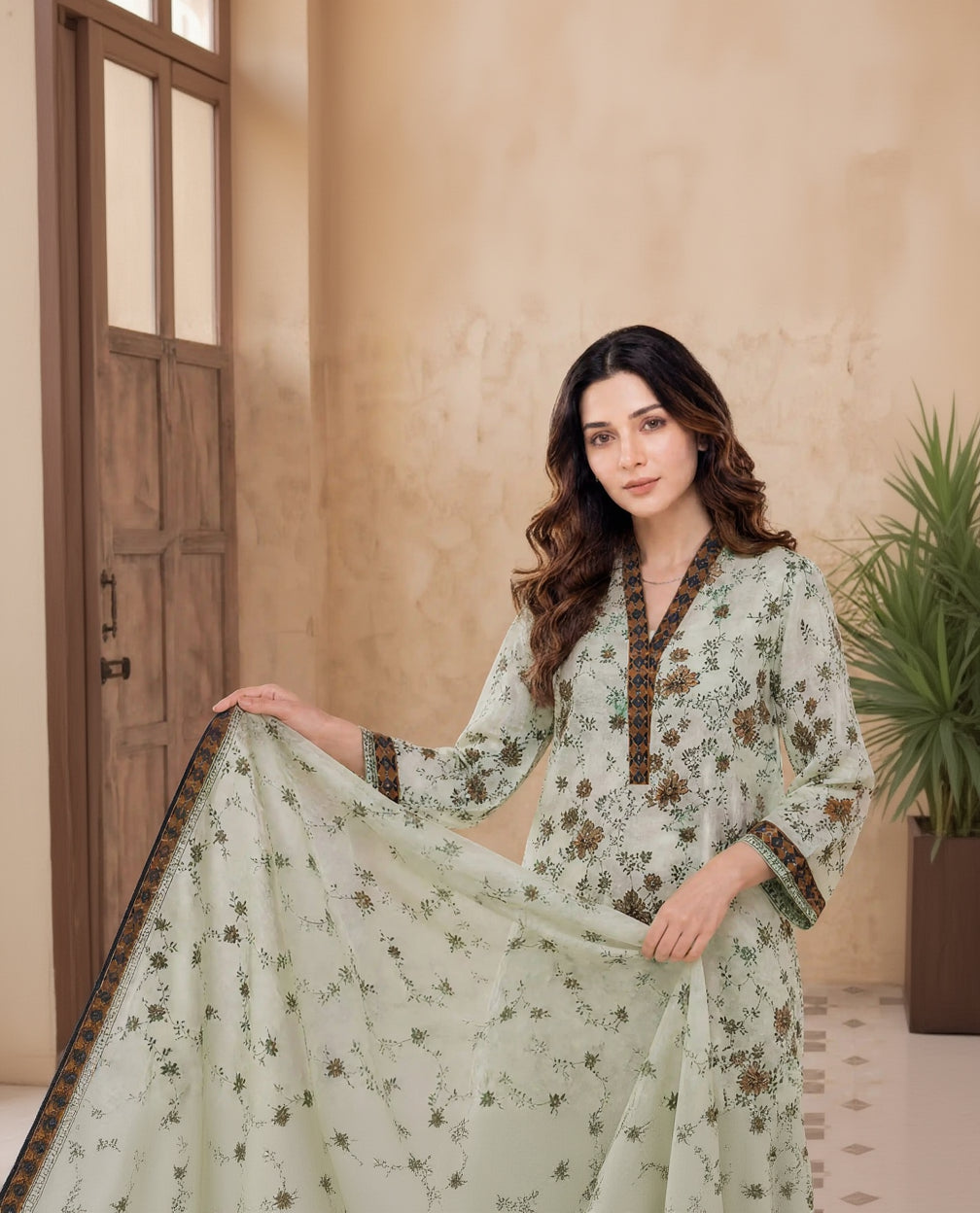 Every Day Ivory Vine Printed Lawn Collection – 3 Piece