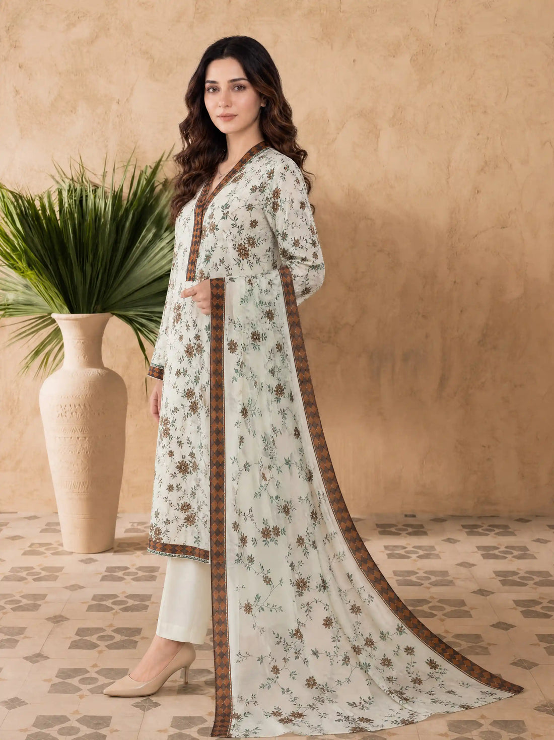 Every Day Ivory Vine Printed Lawn Collection – 3 Piece